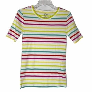 J. CREW Rainbow Stripe Perfect Fit Tee